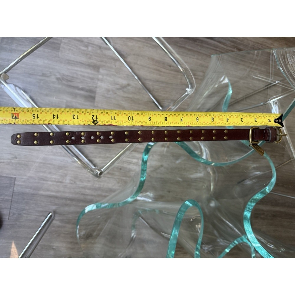 Coach Leather Dog Pet Collar Studded Brown Brass Rivets Size S 4354 - Picture 6 of 6
